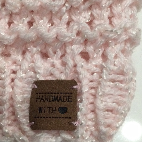 Handmade Pink and Brown Knit Beanie with Pom-Pom - Picture 5 of 6